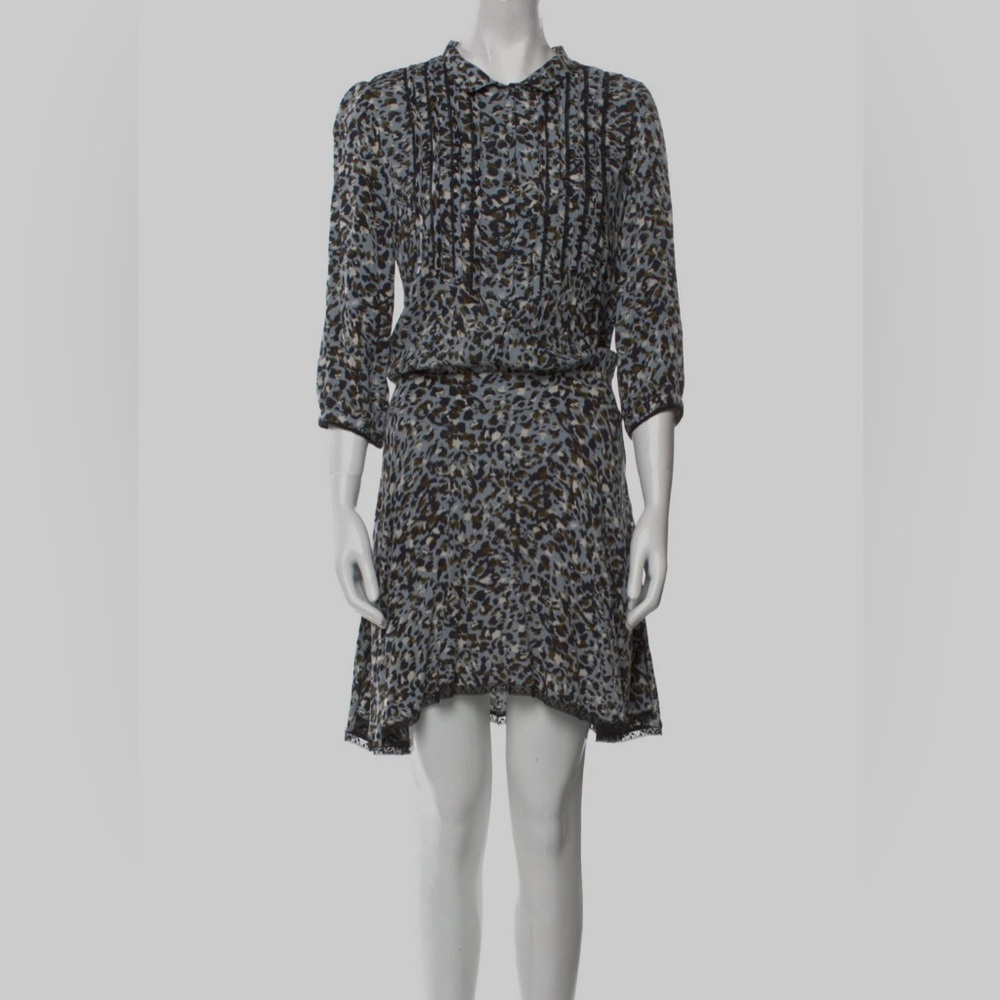 Zadig and Voltaire animal print (blue leopard) asymmetrical mini dress